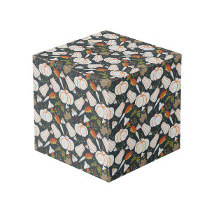 Cube Photo Citrouille continu motif floral noir et blanc