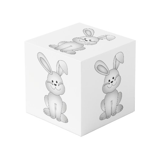 Cube Photo Clipart blanc de lapin (Angle devant)