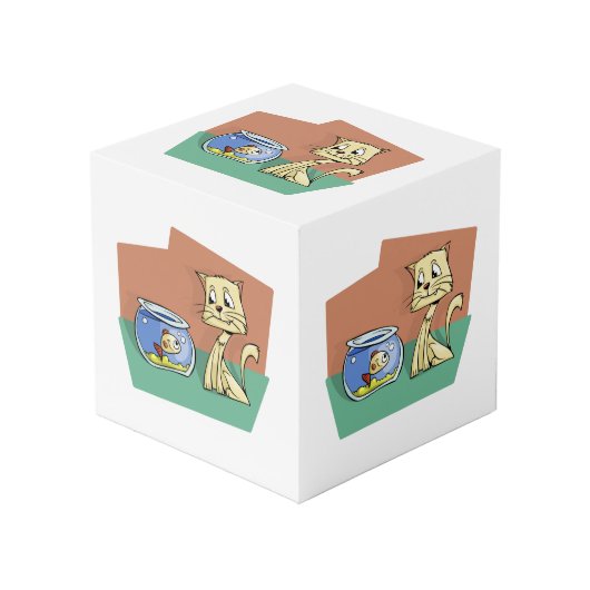 Cube Photo Clipart de chat et de poisson (Angle devant)