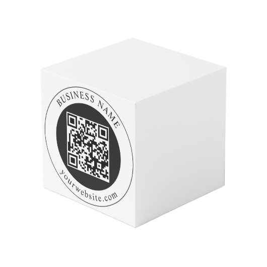 Cube Photo Code QR avec nom d'entreprise modifiable (Angle devant)