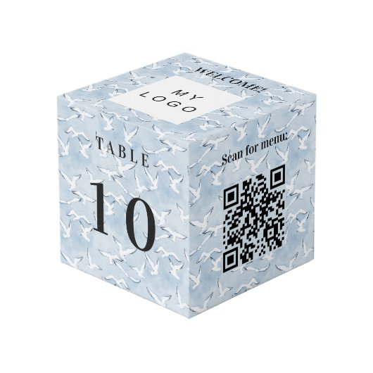 Cube Photo Code QR de numéro de table menu enseigne de commer (Angle devant)
