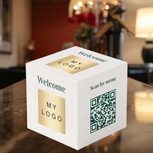 Cube Photo Code QR du logo de bienvenue affaires table de men