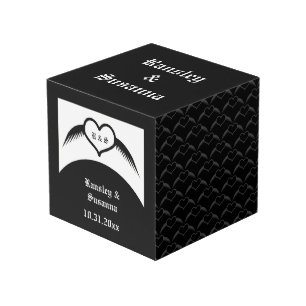 Cube Photo Coeur ailé gothique Mariage Personnalisé Monogramm
