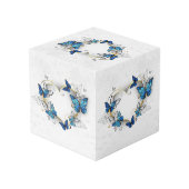 Cube Photo Coeur bijoux avec papillons Morpho (Angle arrière)