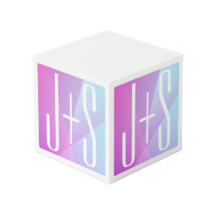 Cube Photo Cool Géométrique rose et pourpre Initiales de co