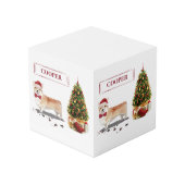 Cube Photo Corgi Funny Chien de Noël avec arbre (Angle arrière)