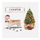 Cube Photo Corgi Funny Chien de Noël avec arbre (Devant)
