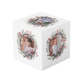 Cube Photo Couronne de Noël, baies rouges et photo feuille (Angle arrière)