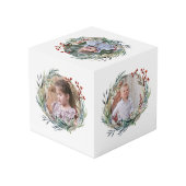 Cube Photo Couronne de Noël, feuilles verts et baies photo (Angle arrière)