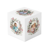 Cube Photo Couronne de Noël, fleurs blanches, baies photo cu (Angle devant)