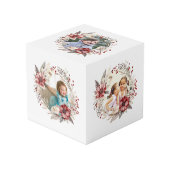 Cube Photo Couronnes de Noël, fleurs rouges et baies (Angle devant)