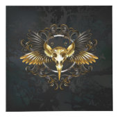 Cube Photo Crâne d'oiseaux dorés sur arrière - plan noir (Droite)