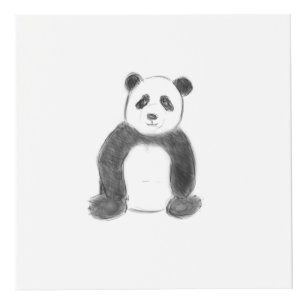 Cube Photo Croquis de panda en noir et blanc