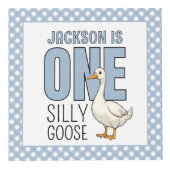 Cube Photo Custom Modern One Silly Goose 1st Birthday Photo (Devant)