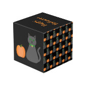 Cube Photo Cute Halloween Chat et Citrouille Personnalisé (Angle arrière)