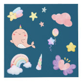 Cube Photo Cute Narwhal Fish Unicorn Rainbow Sea Anniversaire (Droite)