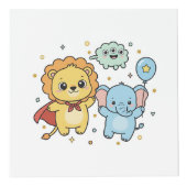 Cube Photo Cute Superhero Lion and Elephant Friends Cartoon (Devant)