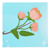 Cube Photo Dégradé du ciel bleu avec branche de ressort fleur (Devant)