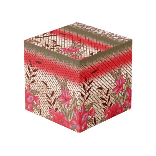 Cube Photo Design de tissu complexe avec motifs floraux (Angle devant)