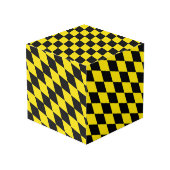 Cube Photo Drapeau diamant de Bavière noire et jaune Motif (Angle arrière)