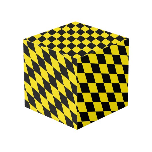 Cube Photo Drapeau diamant de Bavière noire et jaune Motif (Angle devant)
