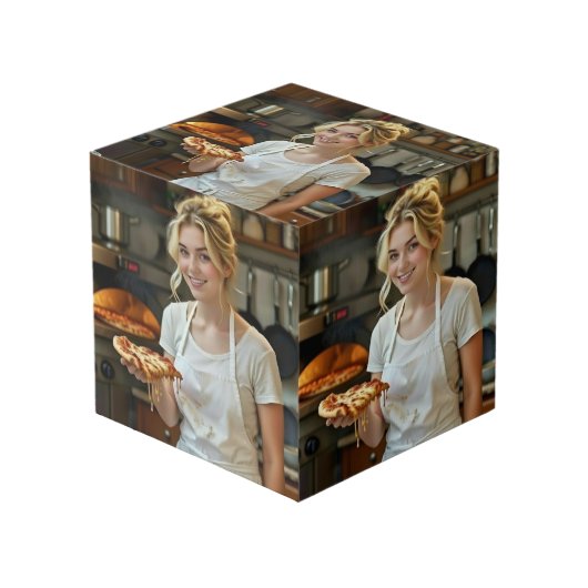 Cube Photo Eating Pizza Photo Personalize Customize (Angle devant)