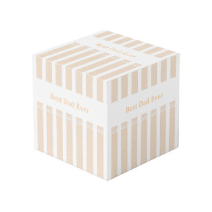 Cube Photo Élégant 'Meilleur Papa' Personnalisé à Rayures