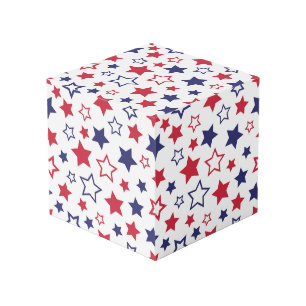 Cube Photo Étoiles rouges et bleues, 4 juillet, fond blanc