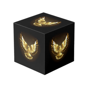 Cube Photo Faux Gold Foil Peace Dove en noir