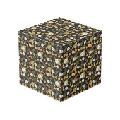 Cube Photo Flamant rose continu motif fleurs jaune et blanc (Angle arrière)
