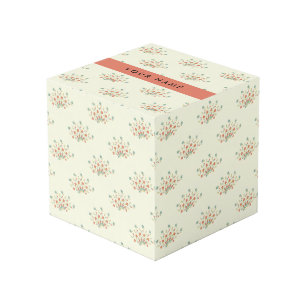Cube Photo Fleurs bleues et rouges, rouge, votre nom