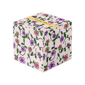 Cube Photo Fleurs Colorées, Fond Rose, Jaune (Angle arrière)