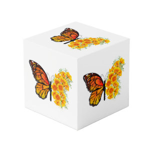 Cube Photo Flower Butterfly with Yellow California Poppy