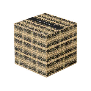 Cube Photo Fret Grec Arabesque Brown, Votre Nom, Personnalise