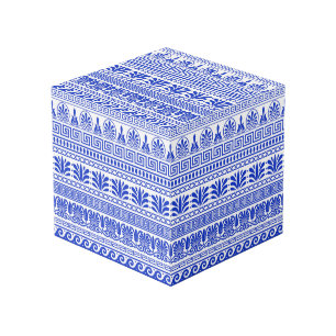 Cube Photo Fret grec, Motif méditerranéen, Bleu