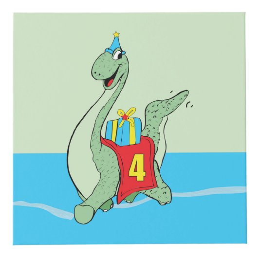 Cube Photo Garçon, 4e anniversaire Dinosaur (Droite)