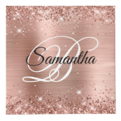 Cube Photo Glitter Rose Or huile Fancy Monogramme (Devant)