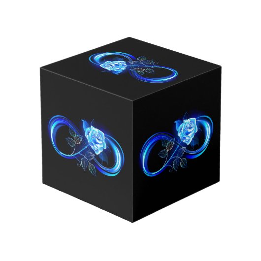 Cube Photo Glowing infinity with blue rose (Angle arrière)