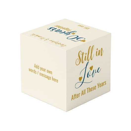 Cube Photo Gold 50 ans anniversaire photo bleue (Angle arrière)