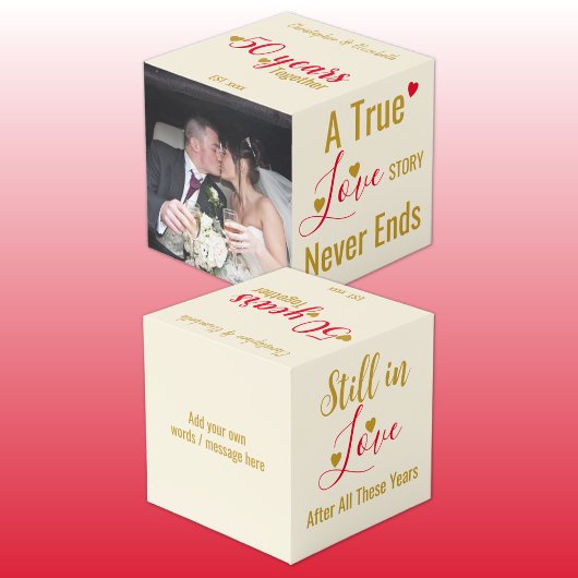 Cube Photo Gold 50 ans anniversaire photo rouge