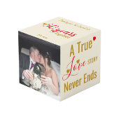 Cube Photo Gold 50 ans anniversaire photo rouge (Angle devant)