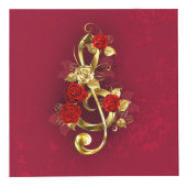 Cube Photo Golden Treble Clef avec fleurs Roses (Droite)