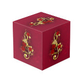 Cube Photo Golden Treble Clef avec fleurs Roses (Angle arrière)