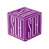 Cube Photo Gras moderne 3 initiales Monogramme | Blanc et pou (Angle devant)