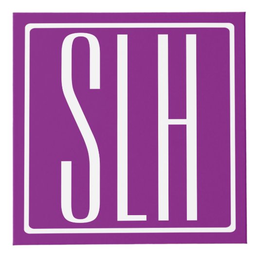 Cube Photo Gras moderne 3 initiales Monogramme | Blanc et pou (Devant)