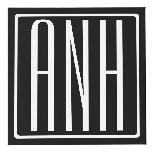 Cube Photo Gras moderne 3 initiales Monogramme | Blanc sur no (Droite)