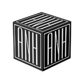 Cube Photo Gras moderne 3 initiales Monogramme | Blanc sur no (Angle arrière)