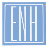 Cube Photo Gras moderne 3 initiales Monogramme | Bleu doux (Droite)