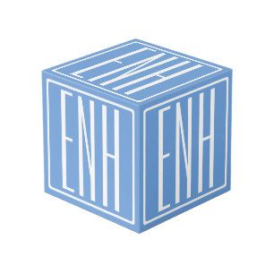 Cube Photo Gras moderne 3 initiales Monogramme Bleu doux