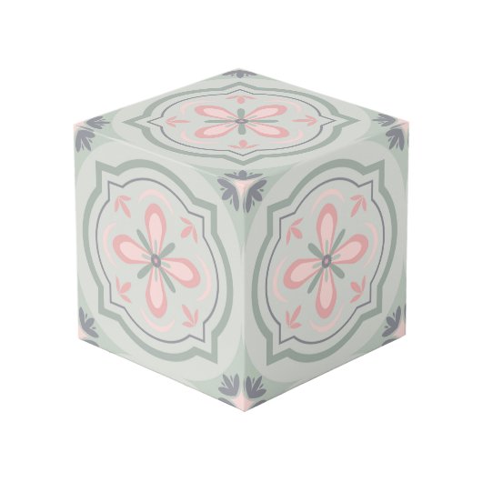 Cube Photo Green Pastel Floral Tiles (Angle devant)